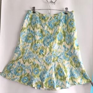 Talbots Womens 100% Silk Beautiful Skirt Blue/Green/Yellow/Off-white Size 16W
